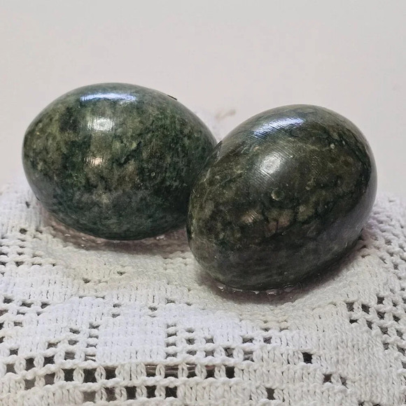 Pair of Vintage Norleans Green Marbled Eggs Hand Made in Italy EASTER 2.25" - Picture 7 of 10